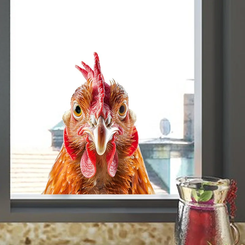 Creative Personality Chicken Head Window Glass Sticker, Home Landscaping Chicken Head Wall Sticker Self-adhesive