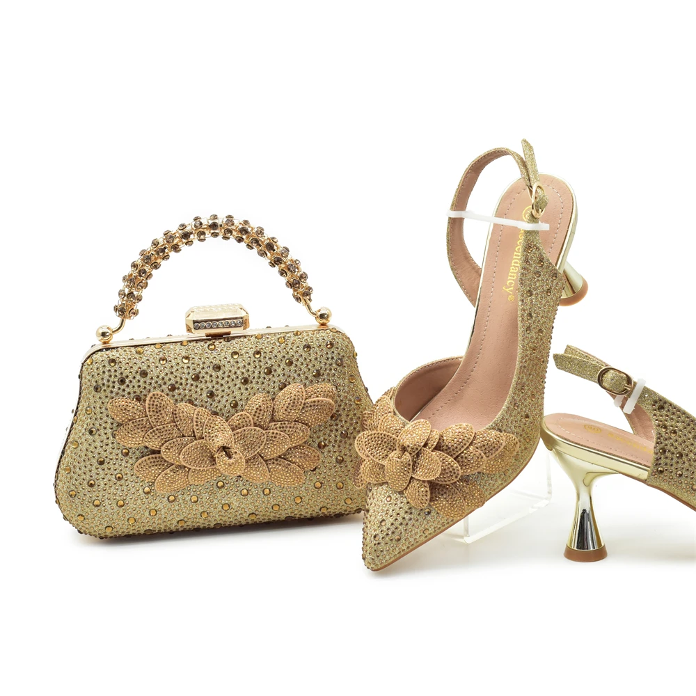 Doershow Lastest Italian Design Fashion Style Ladies Shoes with Matching Bag Set 2024 Nigerian Shoes and Bag Set HAC1-9 5