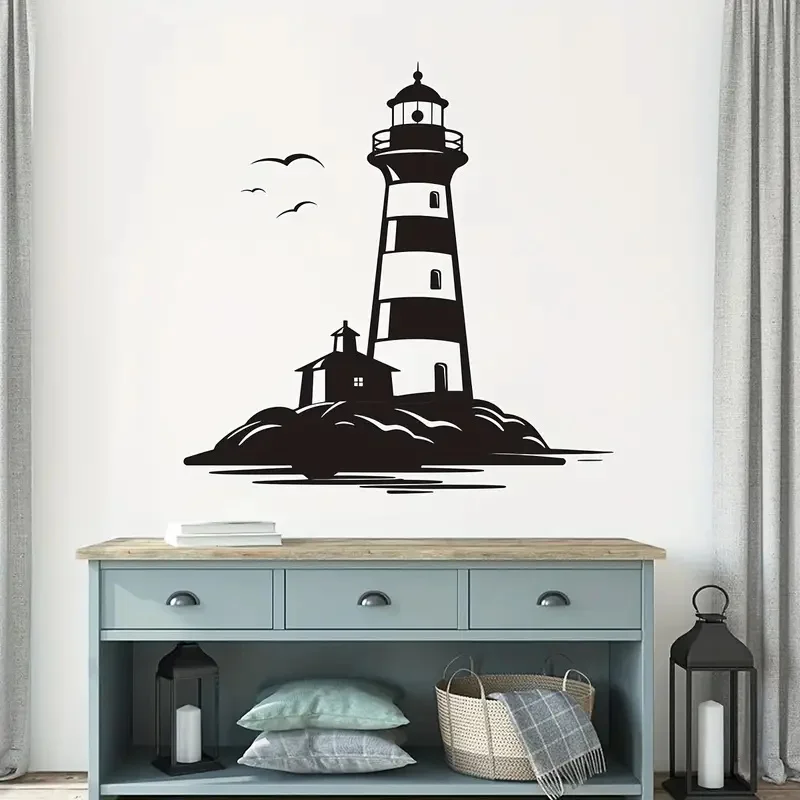 Lighthouse Landscape Painting Wall Stickers Island Bright Wall Home Cabinet Door Decoration Vinyl Car sticker