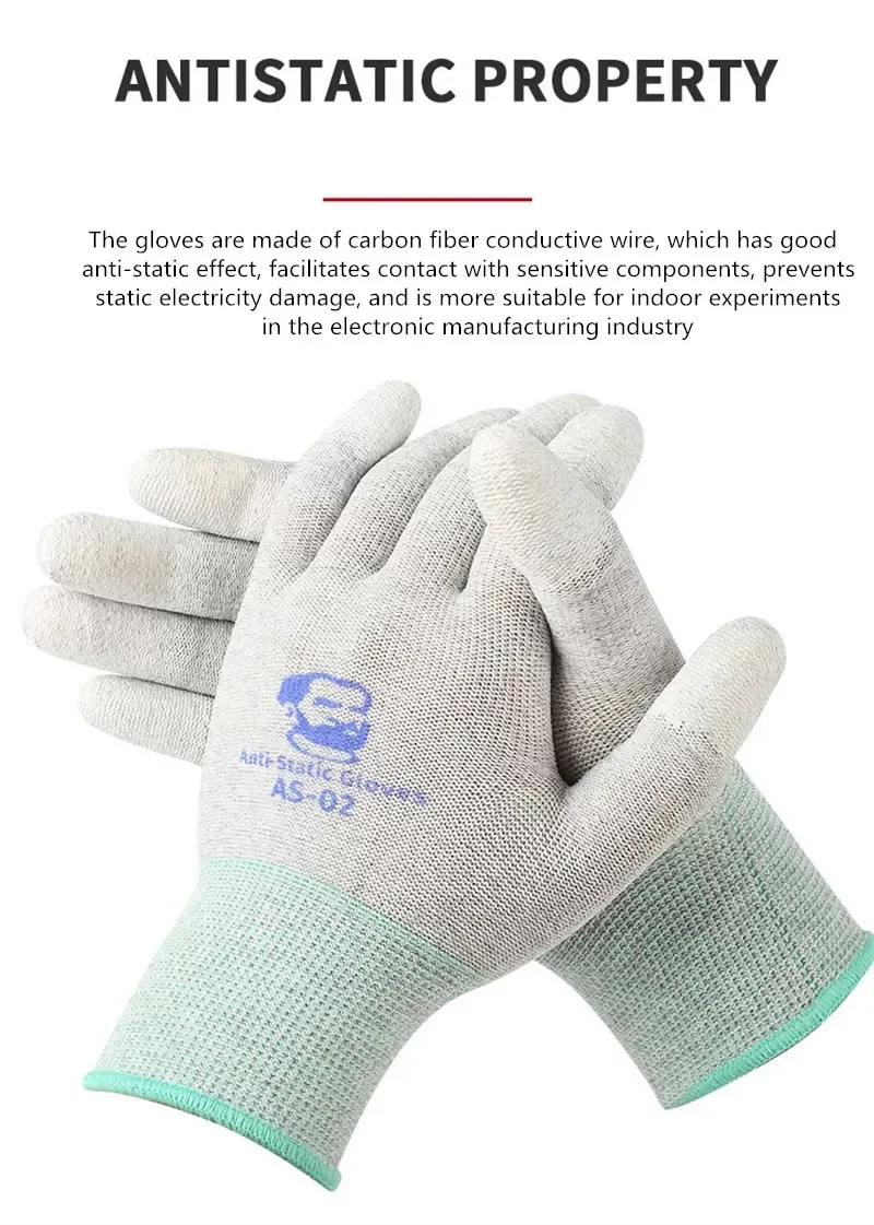 NEW MECHANIC AS02 Elasticity Non-Slip Carbon Fiber Gloves for Phone Electronic Parts Repair  Anti-static Protective Gloves
