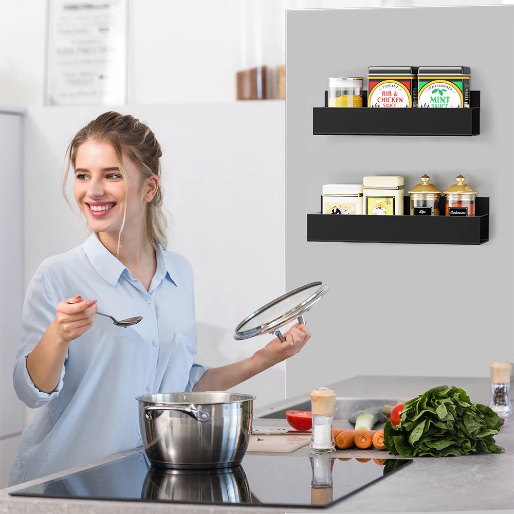 Magnetic Spice Rack Organizer for Cabinet, Space Saver for Refrigerator and  Microwave Oven, Metal Fridge Shelf - AliExpress