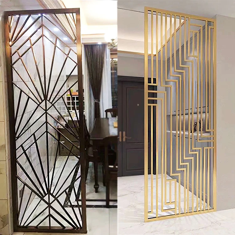 Hanging Screen Room Divider Privacy Panels Black Gold Aluminum Custom