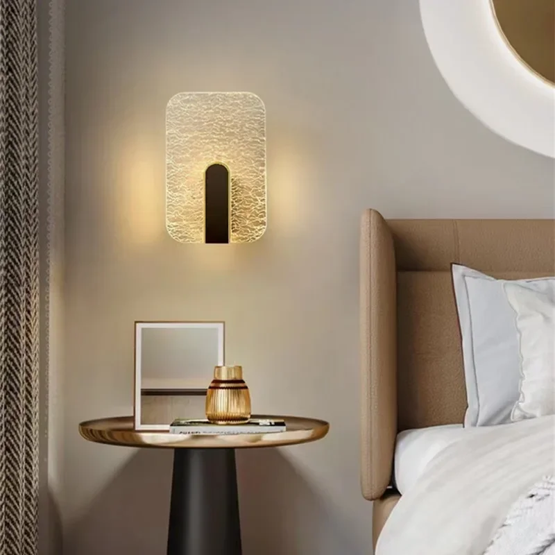 Bedroom Bedside LED Wall Lamp Modern Light Luxury Round Square Gold Indoor Background Decor Sconce Living Room Stairs Fixtures