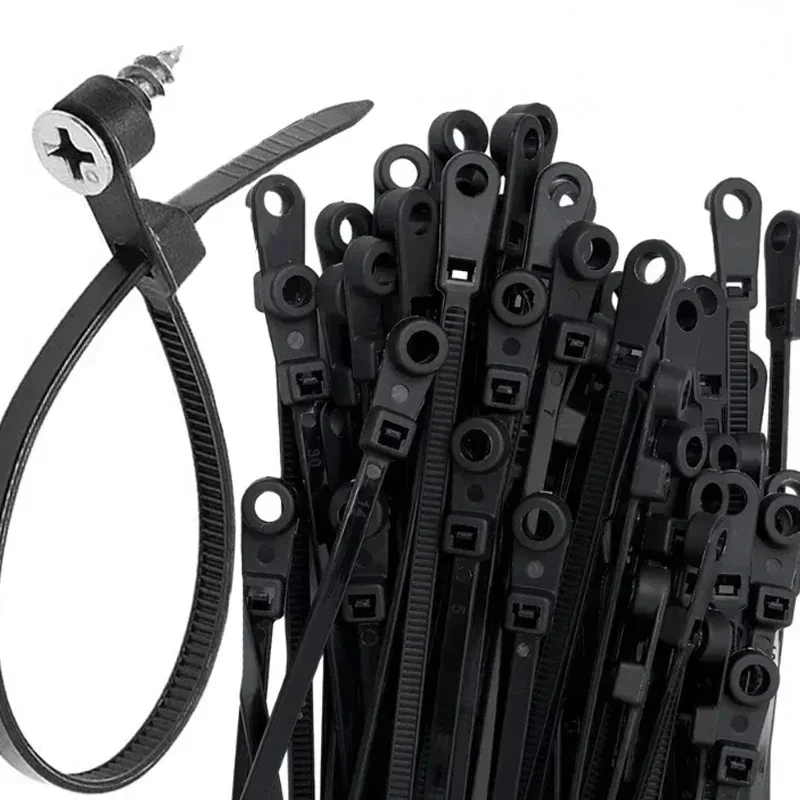 Creative Nylon Cable Ties with Screw Hole Mount Self Locking Loop Wrap Bundle Ties Strap DIY Office Cables Wire Fasten Organizer