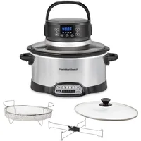 6 Quart Programmable Slow Cooker with Flexible Programming, 5 Cooking Times, Air Fry Lid with 4 Settings, Dishwasher-Safe Crock 1