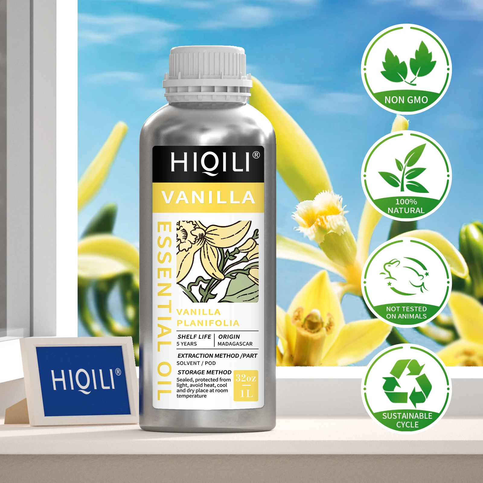 HIQILI 1000ML Vanilla Essential Oils,100% Pure Nature for Aromatherapy, Used for Diffuser, Humidifier, Massage