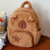 Kawaii Capybara sac à dos en peluche pour femmes polyvalent dessin animé drôle Capibala sac à bandoulière aLrge capacité sac fourre-tout 5