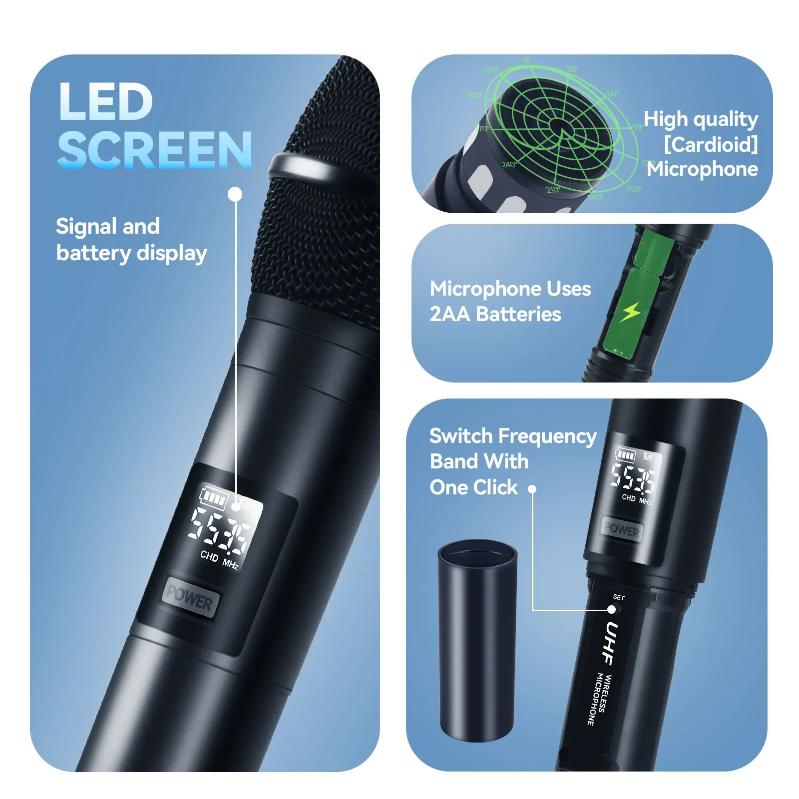 Debra DU8008 8-Channel Wireless Handheld Microphone System Handheld, Lavalier, a