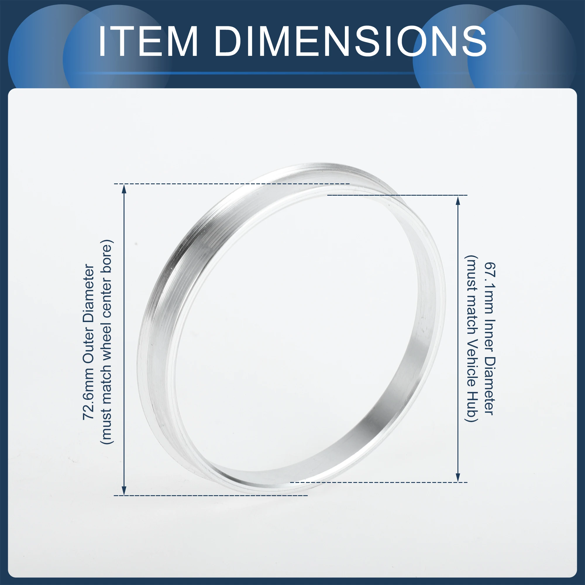 UXCELL 4pcs OD 70.1/72.6/72.1/73.1mm to ID 57.1/60.1/64.1