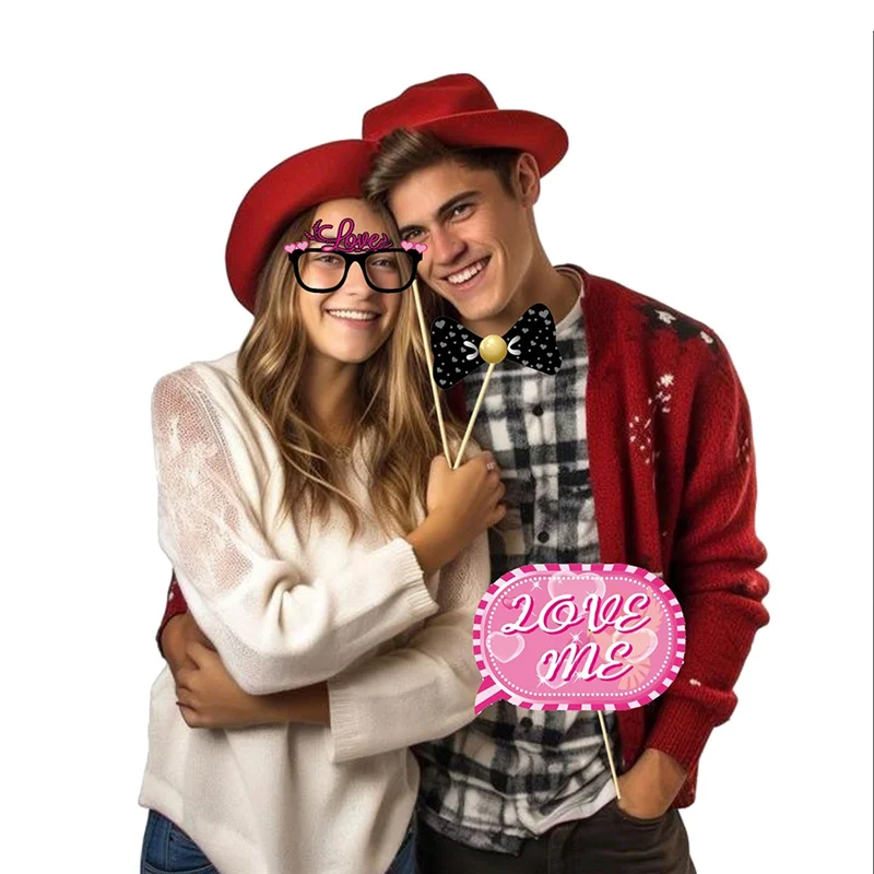 Pack Of 35 Valentine Day Props Valentine Day Party Decorations With Kiss Signs For Romantic Celebrations