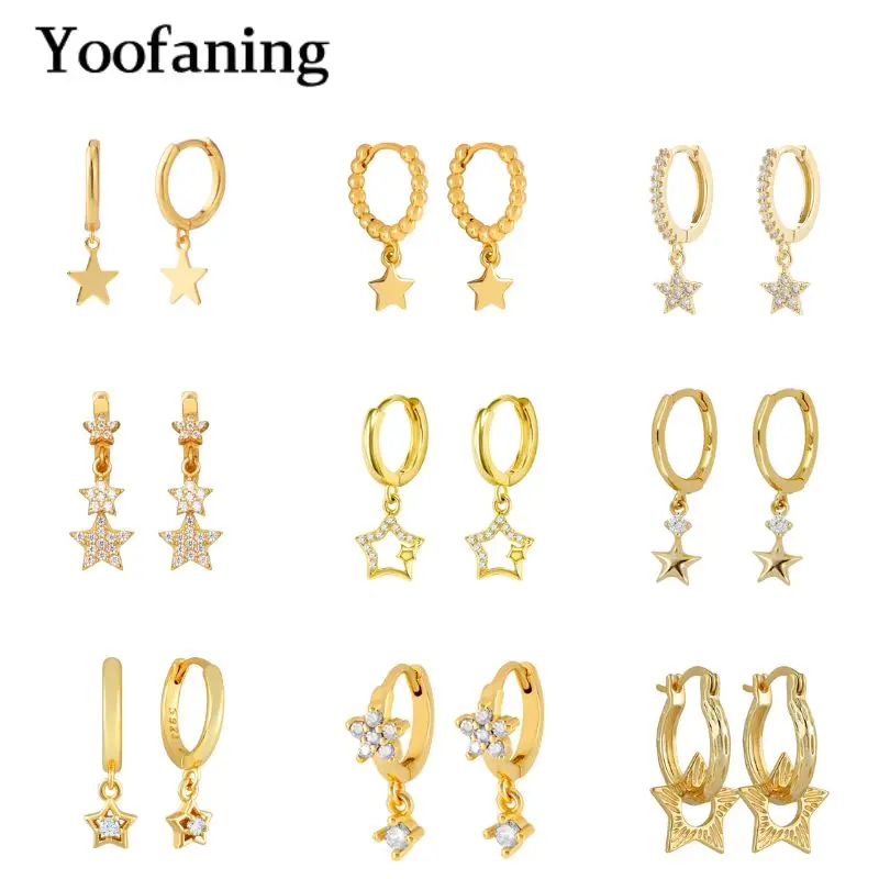 925 Sterling Silver Needle Exquisite and Cute Personalized Zircon Star Earrings Pendant Classic Trendy Women's Style Accessories