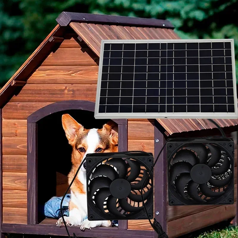 EESBAO  New 10W  Solar Pet House Exhaust Fan Chicken House Ventilation Cat Kennel Circulating Cooling Small Cooling Fan