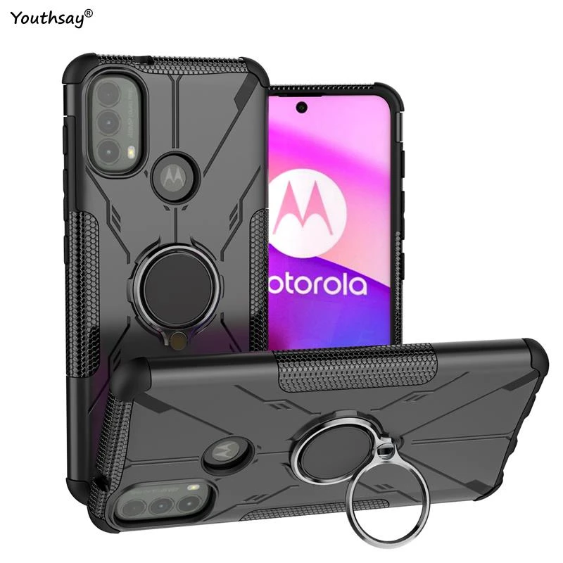 Funda protectora a prueba de golpes para Motorola Moto carcasa con anillo, para E40|Fundas antigolpes para teléfono| - AliExpress