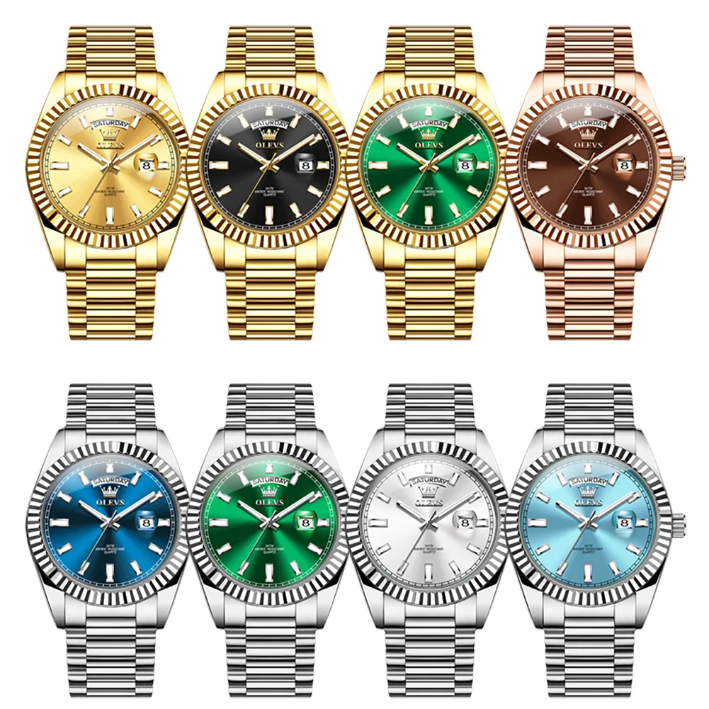 OLEVS 5650 Original Quartz Man Watch Waterproof Business Sports Man Wristwatch Steel Strap Luminous Luxury Brand Watches For Men