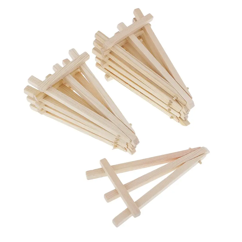 10pcs Mini Three Leg Easel Wooden Display Easel 15.5 X 7.5cm