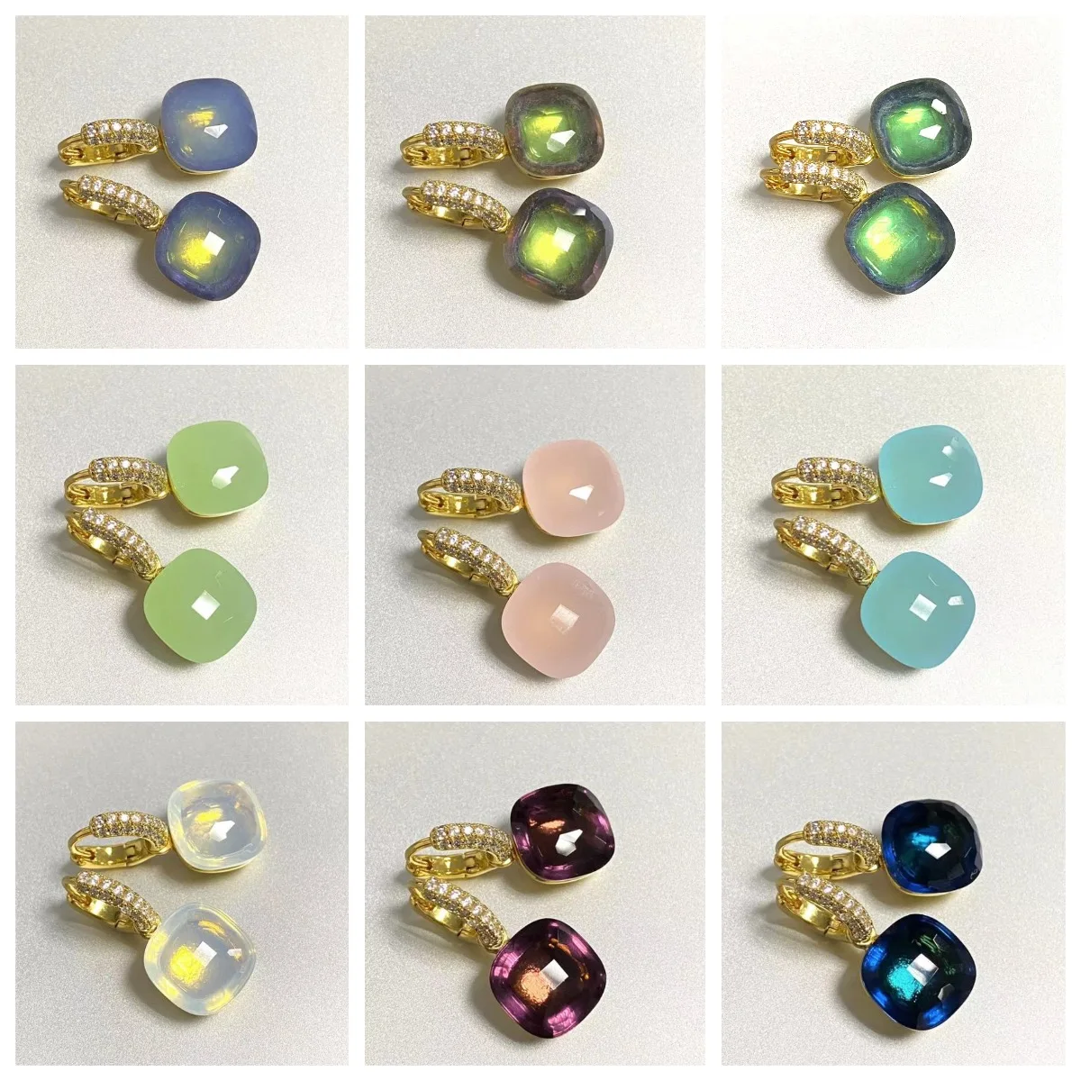 

12.6mm Nudo Earrings Inlay Zircon Candy Color Crystal Earrings For Women Drop Earrings Fashion Jewelry Gift