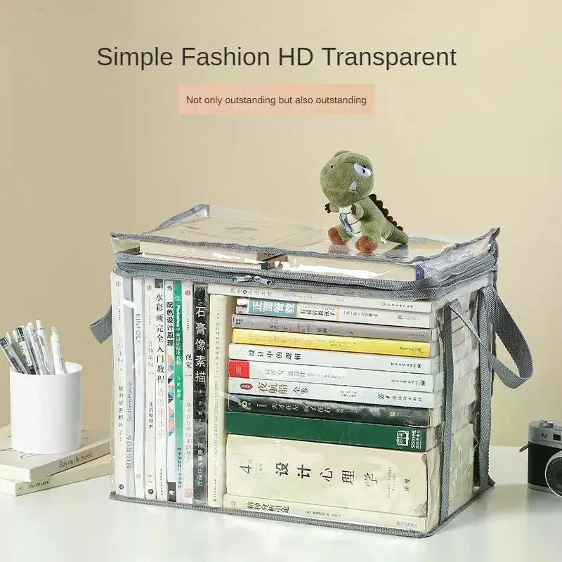 Foldable Book Box Handbag Student Dormitory Classroom Book Organizer Transparent Waterproof Household Organizing StorageBox