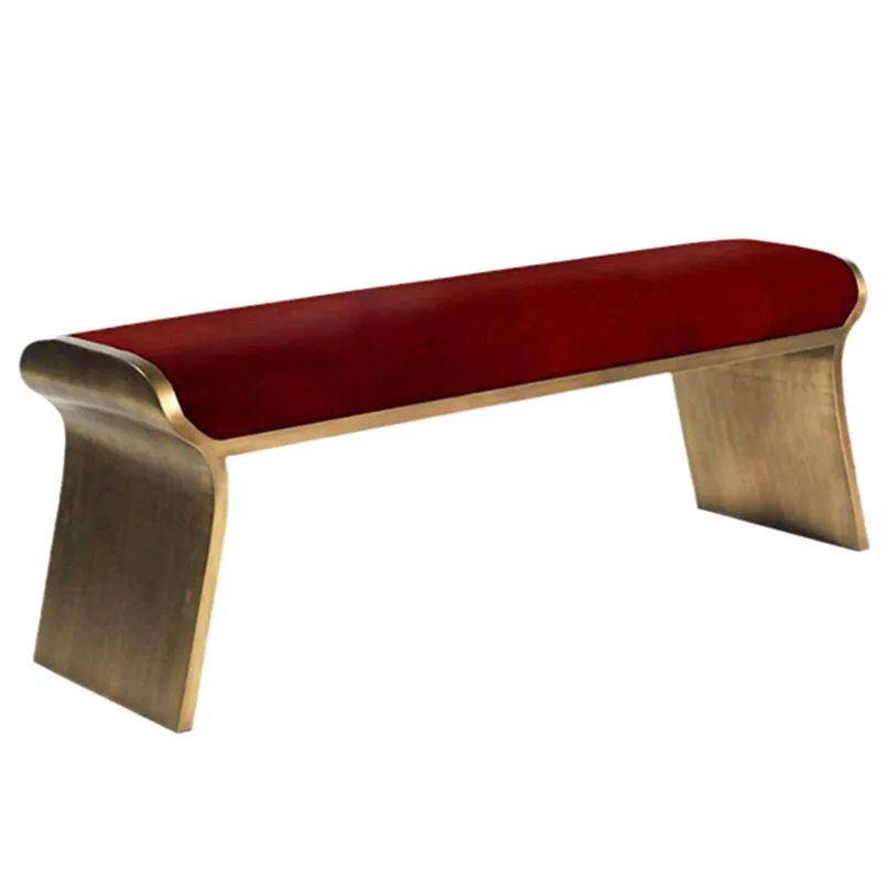 Nordic Metal Stools for Van Chair Hallway Ottoman Soft Leather Light Luxury Casual Household Footstool for Living Room Hotel