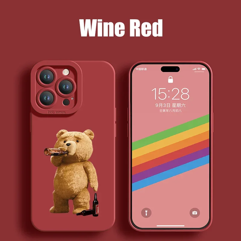 thumbnail image 1 of New Cartoon Teddy Bear Couple Phone Case For iPhone 15 Pro Max 11 12 Mini 13 14 Pro Max X XS XR 78 14 15Plus Soft Silicone Cover, 1 of 5