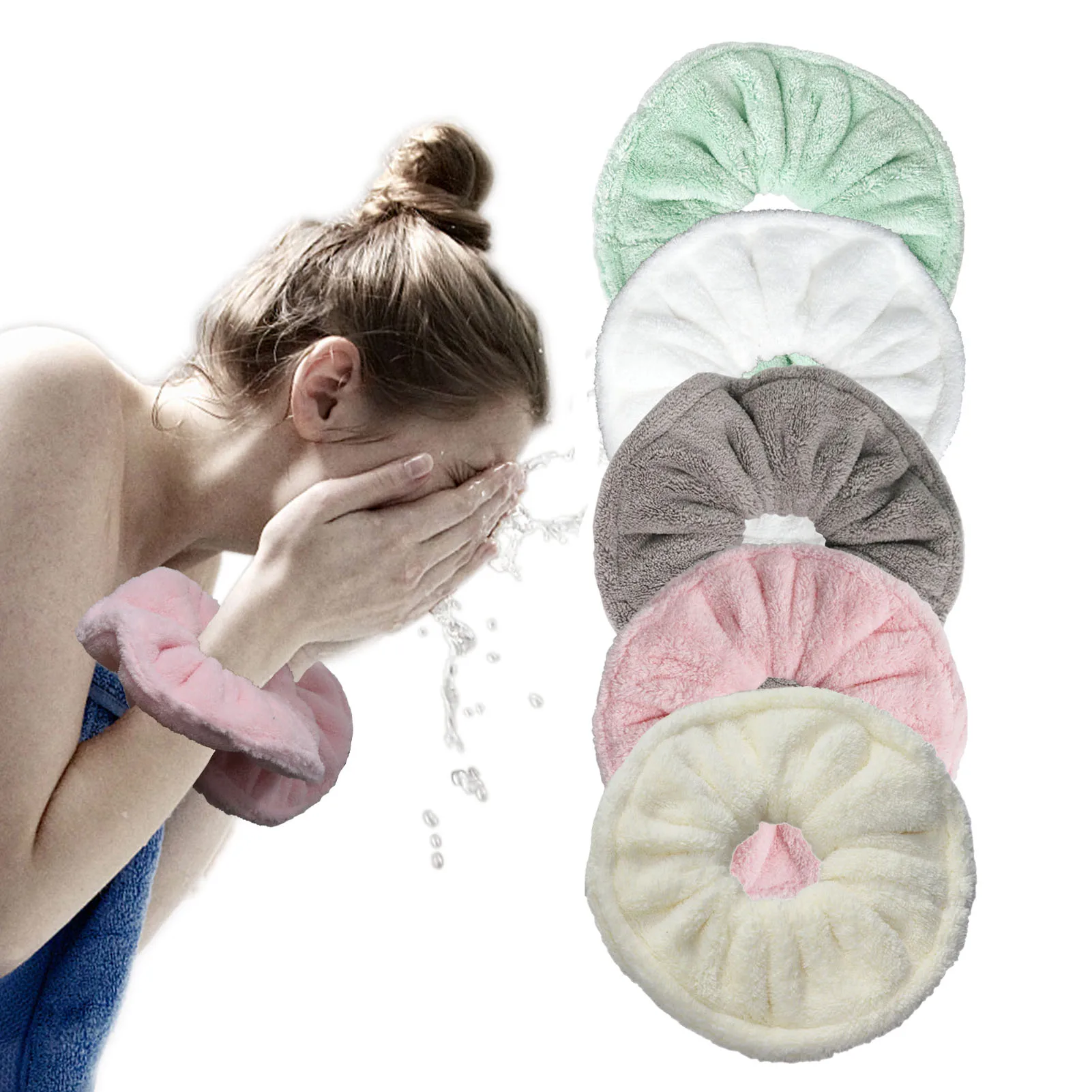 2 PCS Large Towel Scrunchies Soft Hair Ties Wrist Wash Bands For Women Girls Washing Face Makeup Skincare Spa Hair Accessories soft ruffled muslin baby swaddle blankets new born infant bedding organic babies accessories organic bath towel swaddling