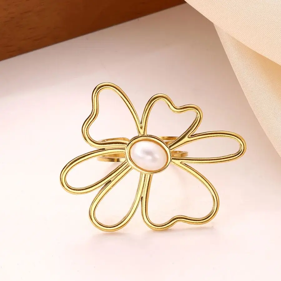 Stainless Steel Rings Women For Stainless Steel Pearl Gold