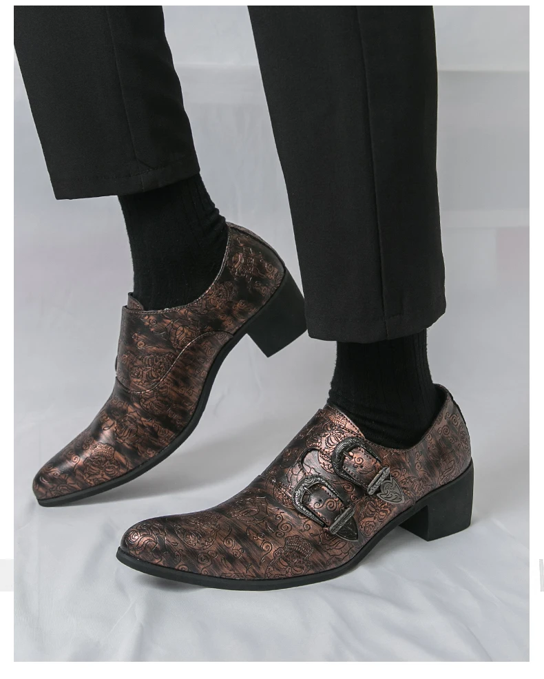FUQIAO High Heels Herren Formelle Schuhe Retro Leder Männliche Müßiggänger Elegantes Kleid Hochzeit Erhöhte Schuhe Casual Business Oxfords – Detail 18