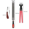 Farrier Tools 14-inch Horseshoe Trimming Sets，Contain Hoof Rasp Horse Nipper Knife  Brush，Professional 4 in 1 Hor 4
