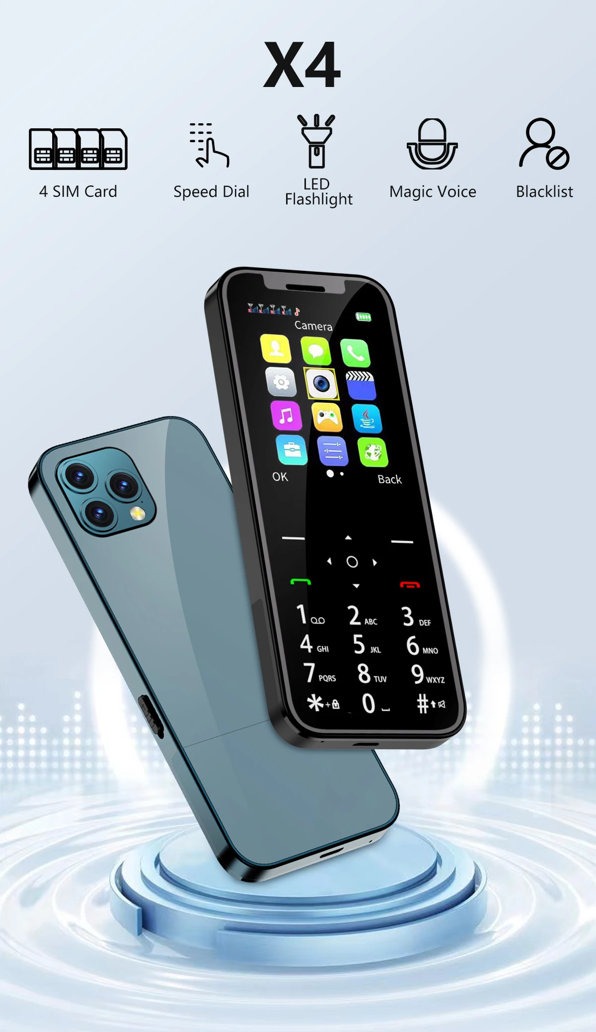 SERVO-Ultra-fino telefone móvel com 4 cartões SIM,
