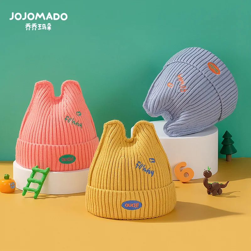 

2023 New Cute Girl Boy Woolen Knit Hat Autumn Winter Warm Pullover Hat children Outdoor Baby Fashion Ear Protection helmet hat