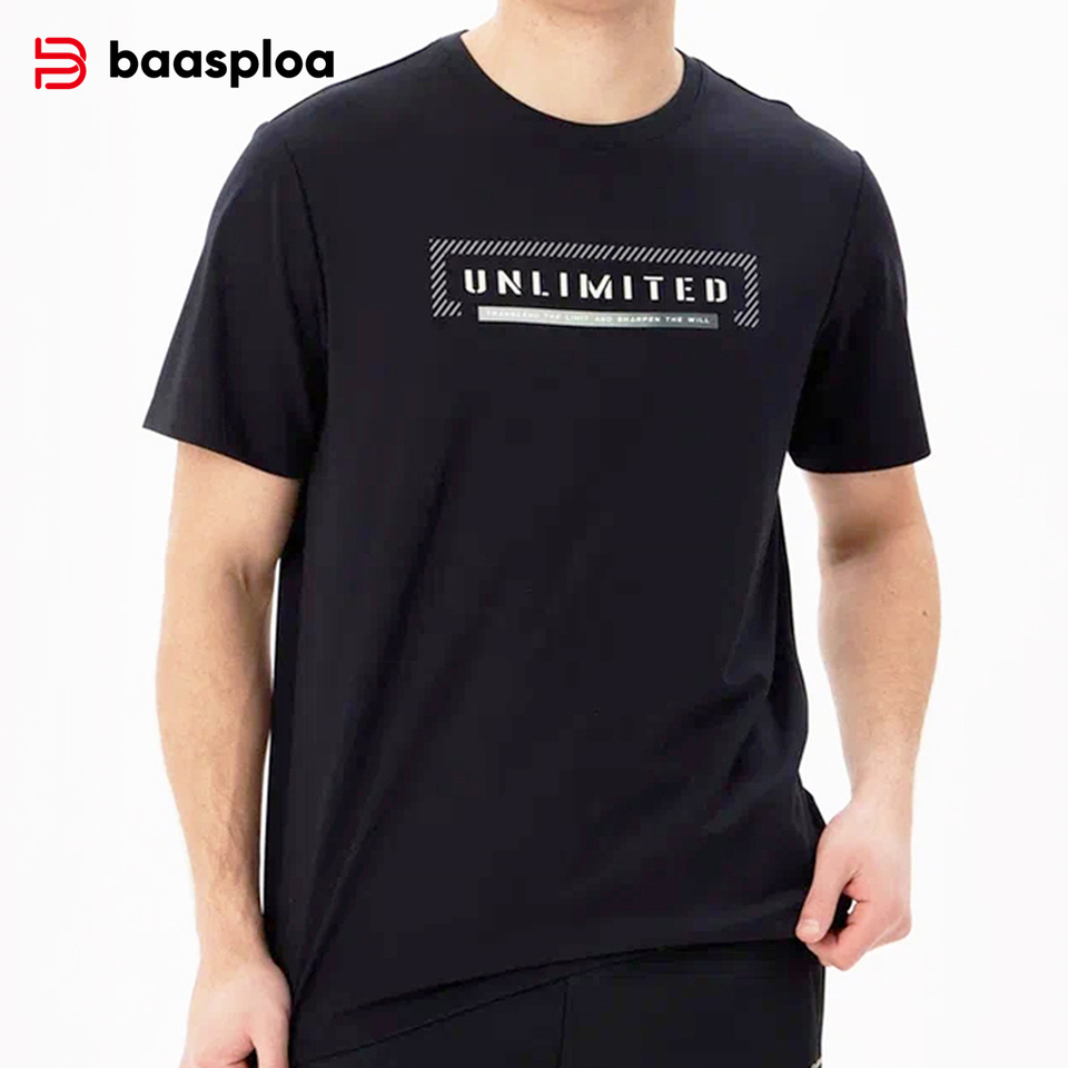 Baapsloa Men Sports T-Shirts Fashion Lightweight Breathable Round Neck Pullover Tops Male Casual Short Sleeve Running Shirts