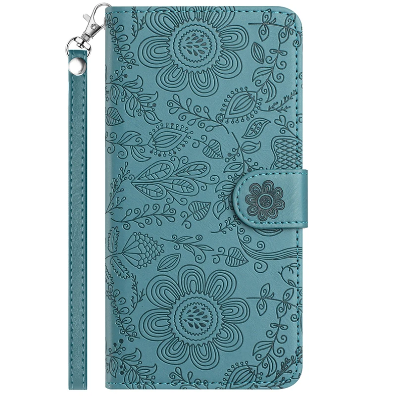 Sunflower Embossed Leather Wallet Flip Case