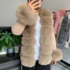 Women Faux Fur Knit Sweater cardigan Spring Autumn elegant Knitted sweater with faux fox fur collar Ladies Fashion Coat fur coat 2
