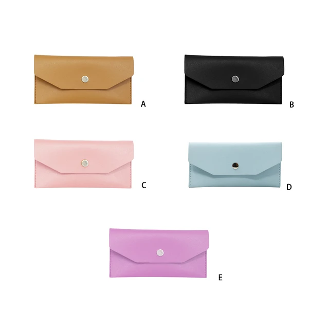 PU Leather Women Cash Wallet Replacement Snap Button Elegant Purse Pink