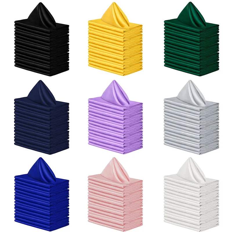 Napkins Cloth 10pcs Wedding Napkins 30x30cm High Density Overlock Square Satin Fabric Table Dinner Napkin for Party Decoration
