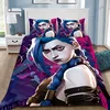 Hot Anime Arcane BeddingSet 3D Print LOL Jinx Adult Boy Girl Bedroom Decoration Duvet cover set Single Double Size Bed Linen 1