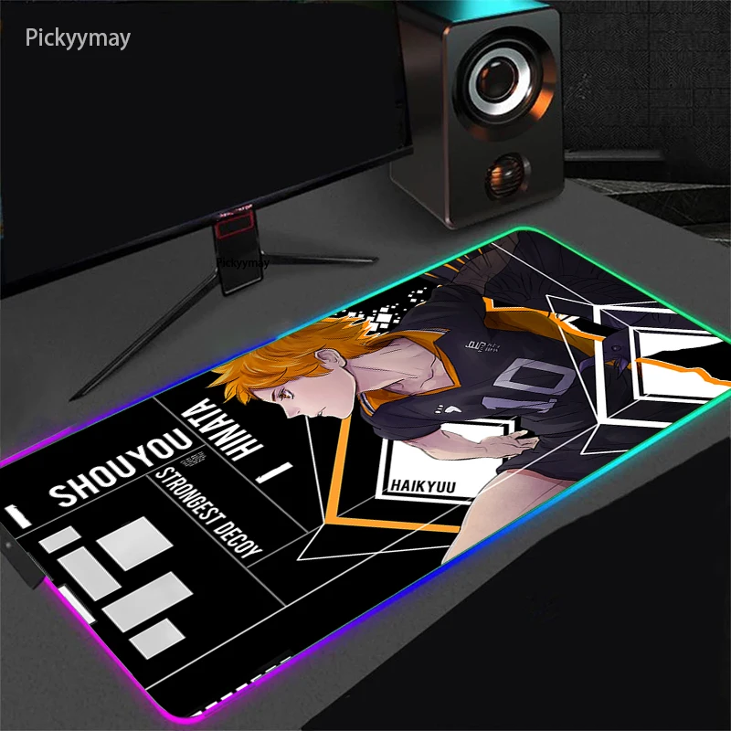 

RGB Mouse Pad LED Light Desk Mat XXL Computer Mousepad Haikyuu Anime 90x40cm Backlight Keyboard Cover Table Mause Gaming Carpet