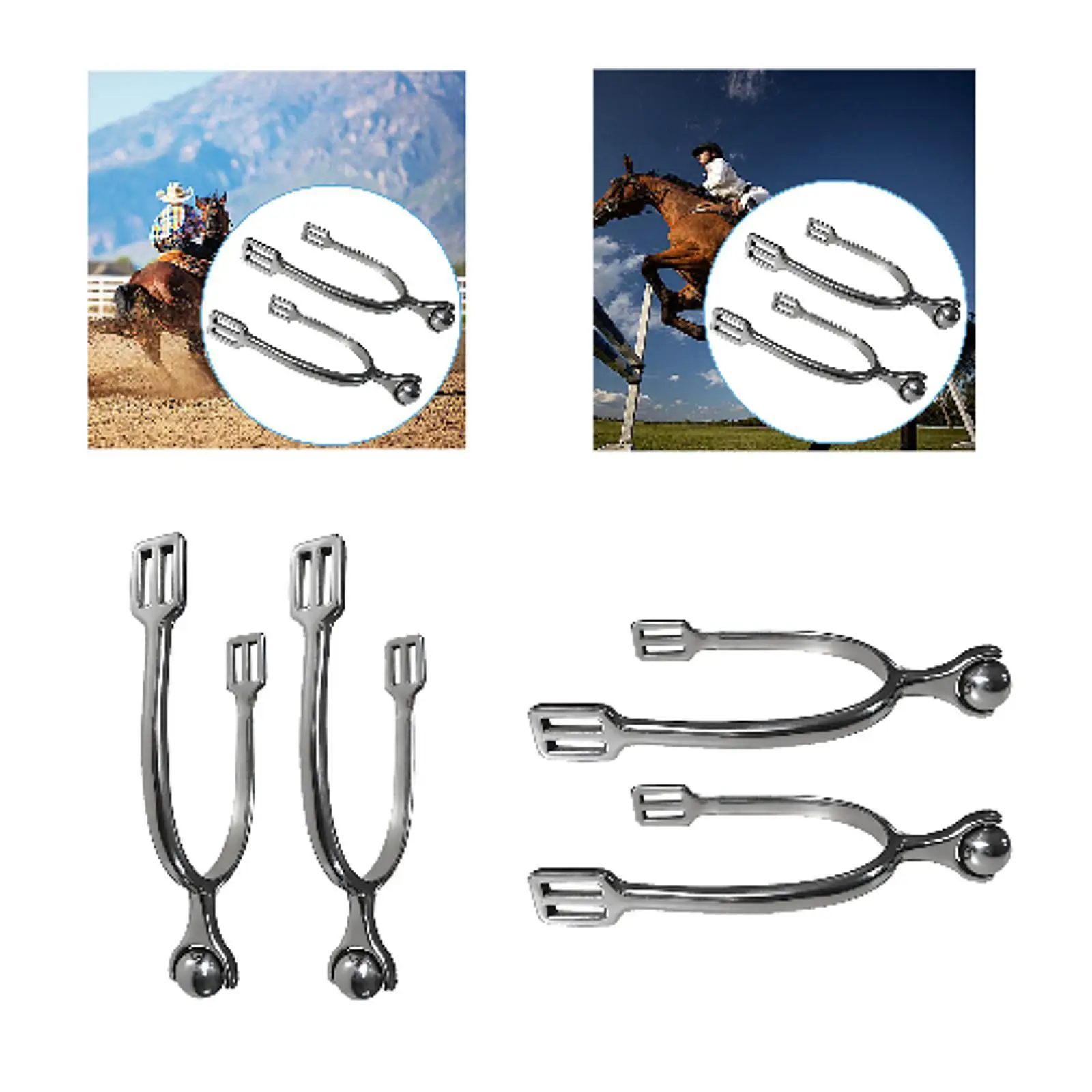 2 Pieces Horse Spur with Rotatable Gear Equestrian Accessory,Western Cowboy Spur 3