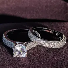 

2022 New Design Rose Gold Silver Color Wedding Ring Set For Women Engagement Finger Anniversary Gift Banquet Jewelry R5030