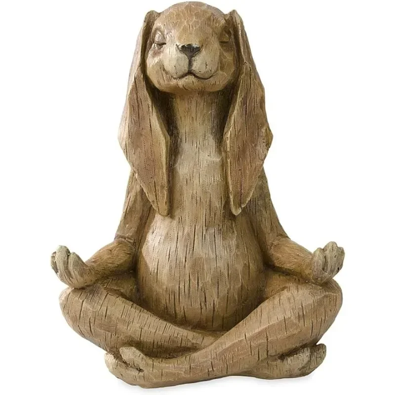 

Wind & Weather Indoor/Outdoor Long-Eared Rabbit Garden Statue in Cross-Legged Meditating Yoga Pose Cast 11½"L X 7" W X 14¼"H