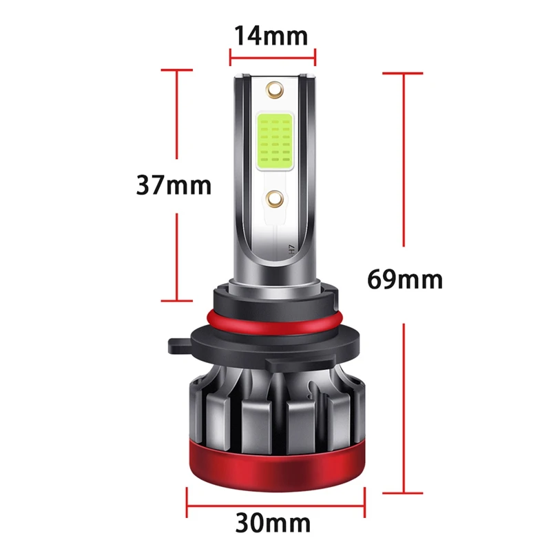 자동차 LED 안개등 전구 9006/HB3 라임 OBD 광원, 골프 도요타 미쓰비시용, 12V, 30W, 3000LM, 2 개