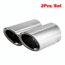 Premium Chrome Plated Stainless Steel Car Exhaust Muffler Tip Covers (Silver)