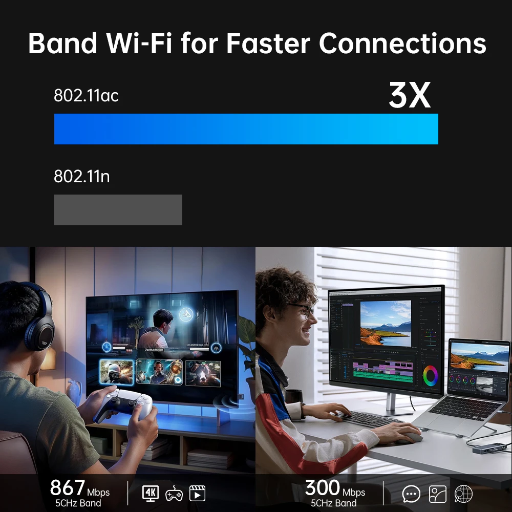 RTL8822CE BT5.1 1200Mbps AC1200 PCIE WiFi 어댑터 듀얼 밴드 2.4G/5GHz 무선 네트워크 카드 데스크탑 PC용 (윈도우10/11 호환)
