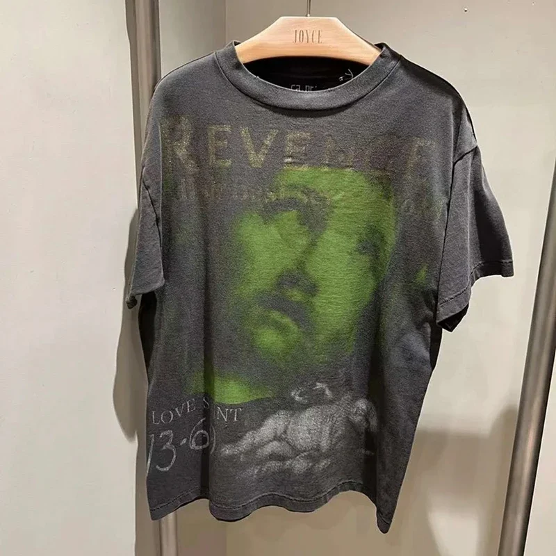 

2024SS Saint футболка с Майклом Портрет с буквенным принтом для мужчин и женщин, высококачественные повседневные топы в стиле Хай-стрит в стиле хип-хоп