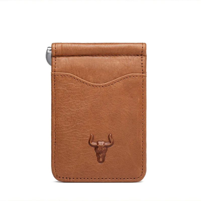RFID Minimalist Wallet for Men Front Pocket Slim Credit Card Holder Real Leather