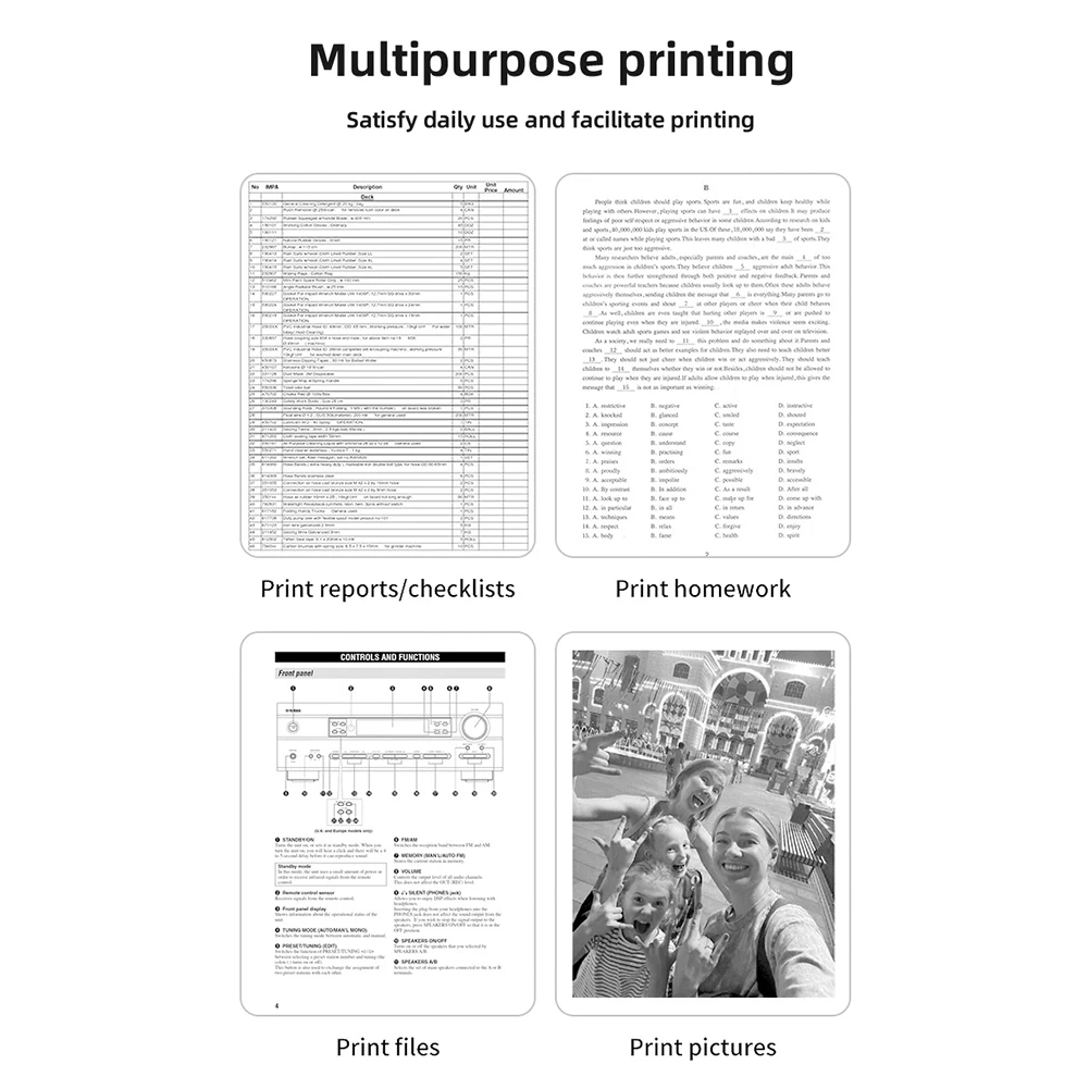 Portable Thermal A4 Printer Inkless Bluetooth Mobile Printer