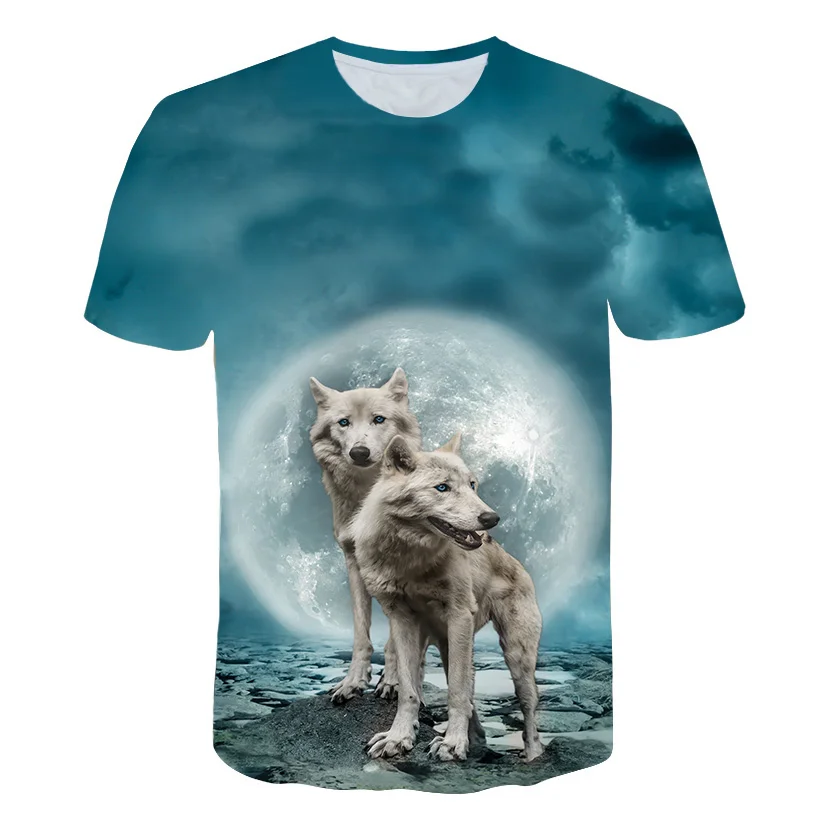 Wolf cool kids T-Shirt girls Boys Clothes Summer Short Sleeve kids Tops Tees Children Clothing Teen Shirts wolf Tshirts t shirt kid size