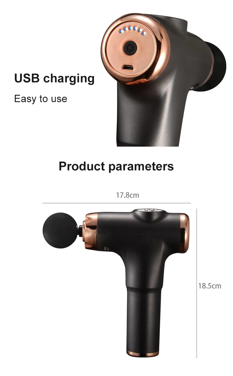 Compact Power Massage Gun with 5 Heads CY-002 description image 2