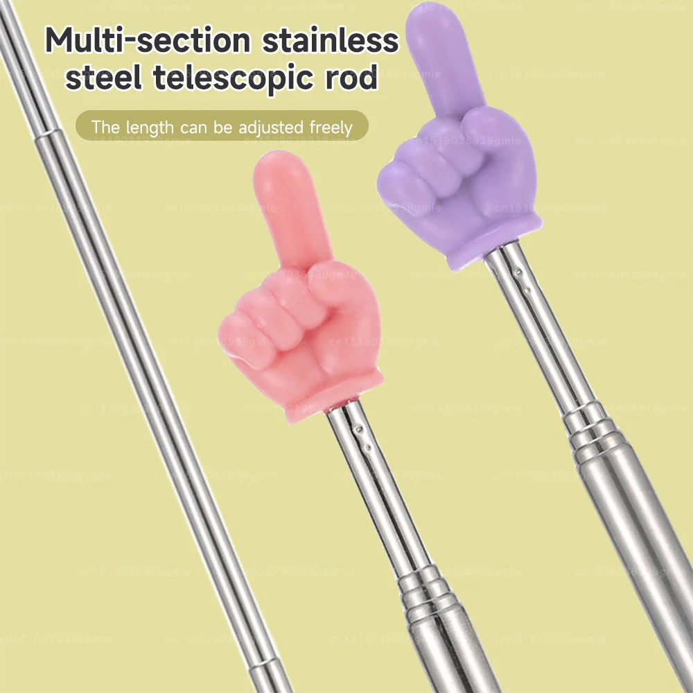 Back Scratchers Stainless Steel Telescopic Massage Rod Finger Design Teaching Stick Extendable