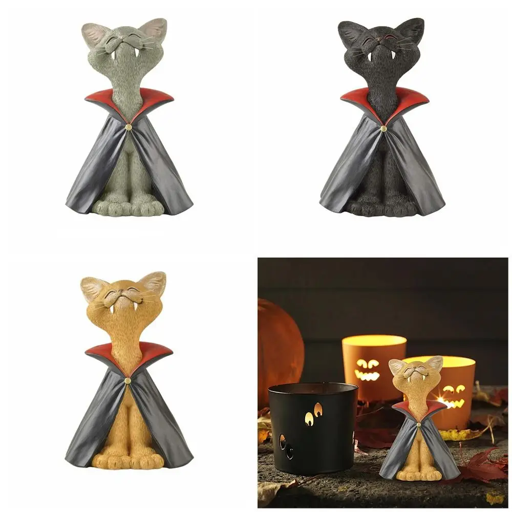 

Cute Halloween Black Cat Figurines Decor Resin Black Cat Cat Statue Meditation Animal Halloween Decor