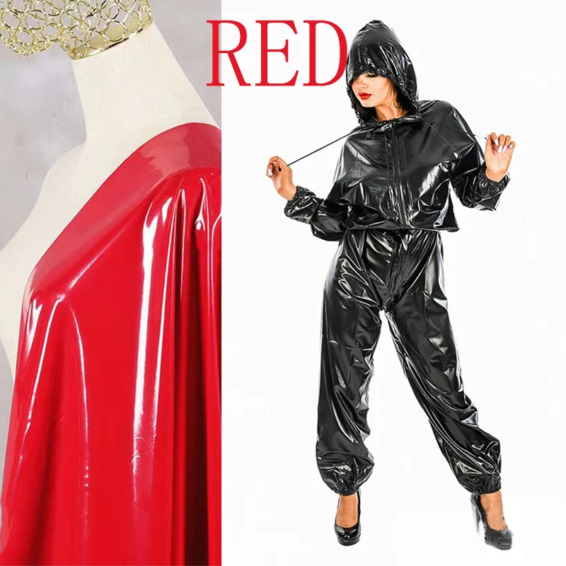 thumbnail image 1 of Monos de charol brillante para mujer, monos con capucha de PVC, pantalones bombachos góticos, traje de una pieza de látex sintético para mujer, ropa de club nueva personalizada, 1 of 5